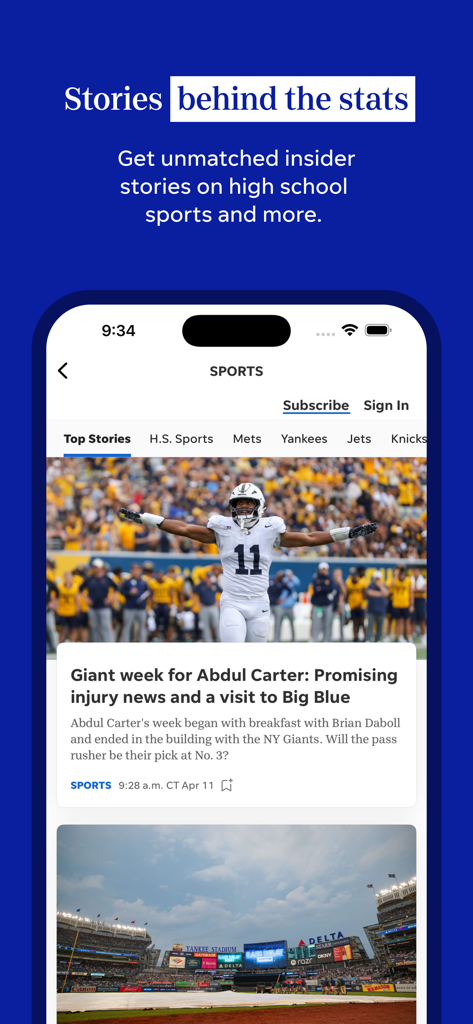 North Jersey: Record & Herald - Mobile app screen showing local sports news coverage including headlines and sports imagery for North Jersey.