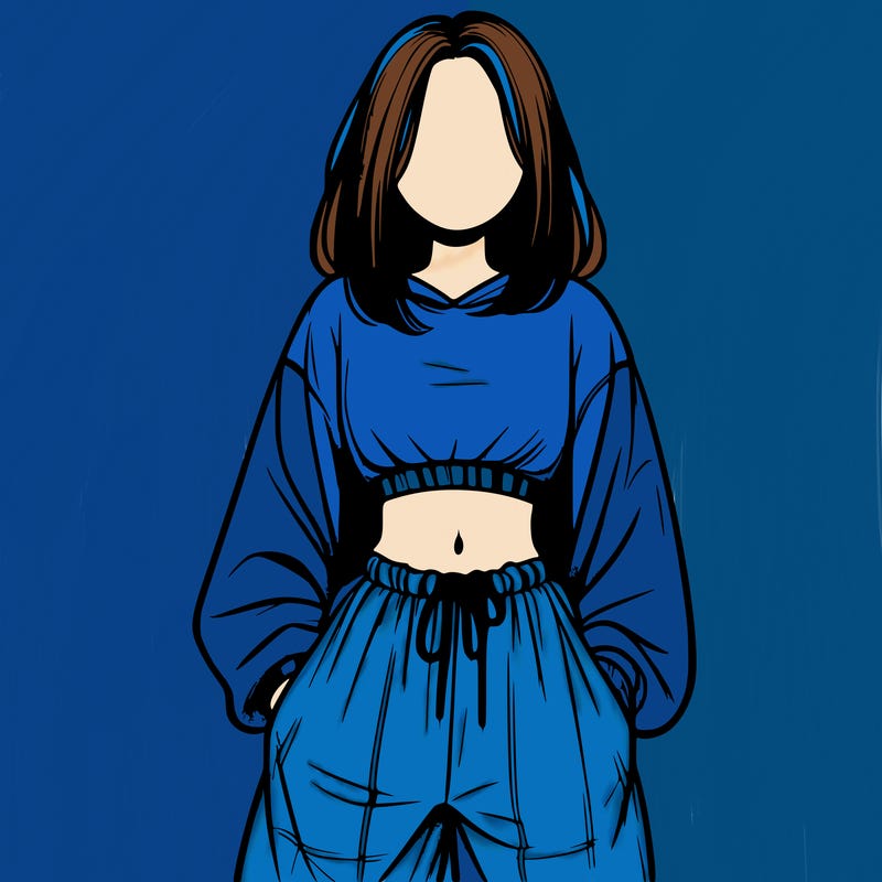 realistic girl faceless with baggy pants and a crop top