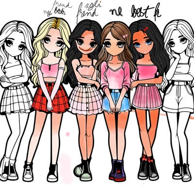 a group of girls realistic