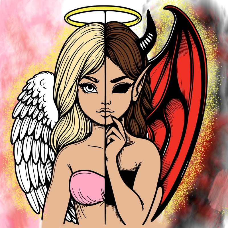 realistic angel half demon