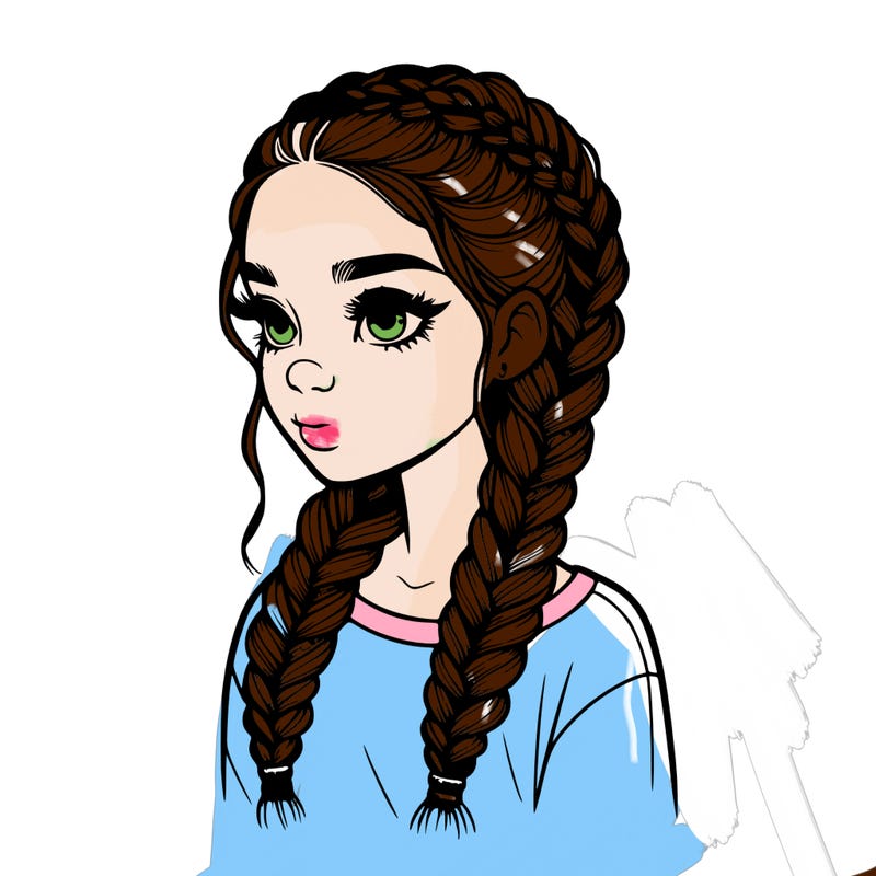 realistic girl with braids