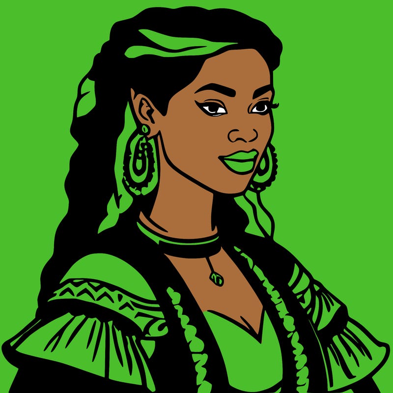 medieval black woman in blouse