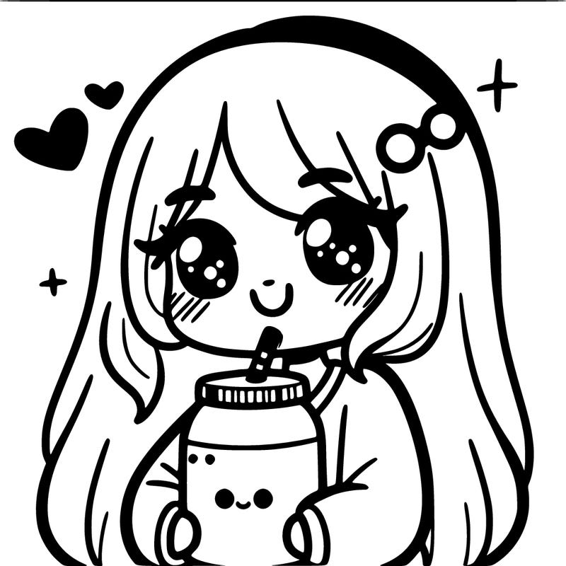 girl holding boba cute and simple