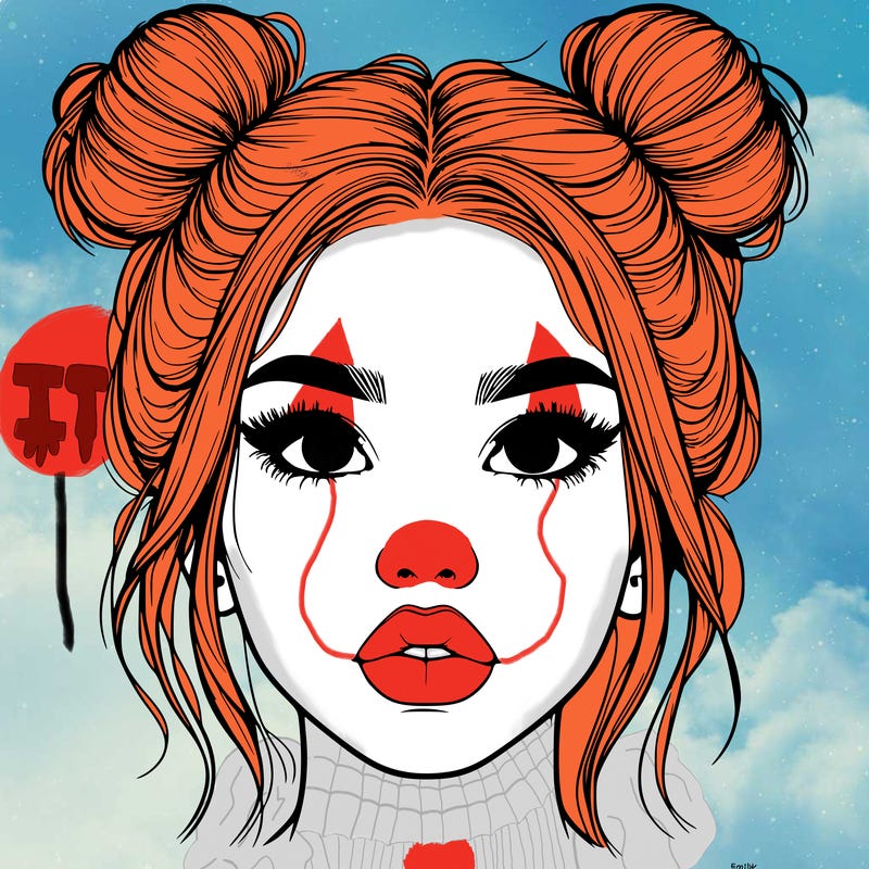 realistic girl with two buns on her hair and lips