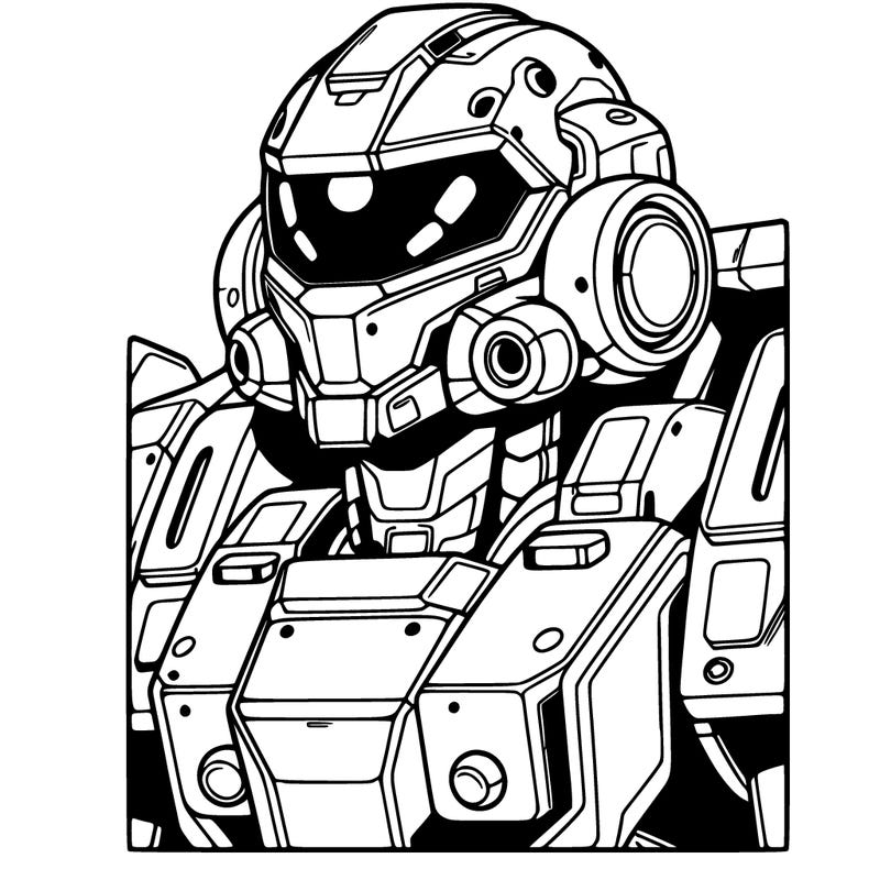 mecha with a futuristic helmet.