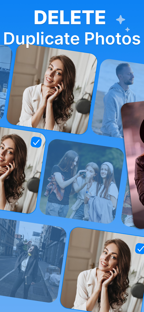 Smart Cleaner: Clean Up Fast - Smart Cleaner app screen showing the feature to select and delete duplicate photos