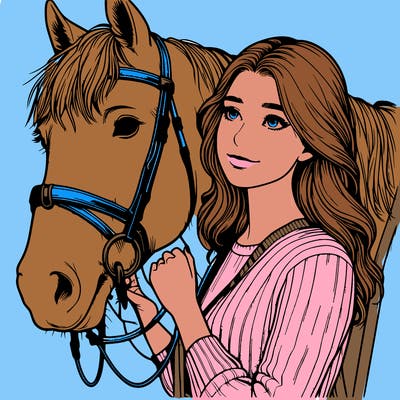 realistic girl with horse