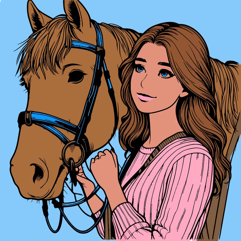 realistic girl with horse
