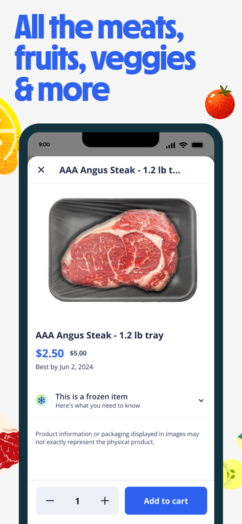 Flashfood mobile app displaying a discounted steak item with an add to cart button