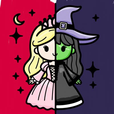 split princess and witch