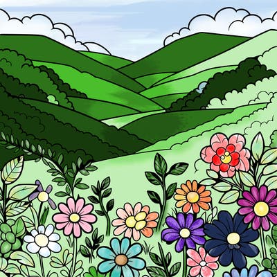 a beautiful valley full of flowers