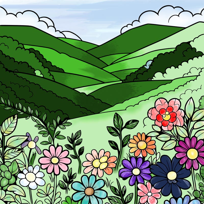 a beautiful valley full of flowers