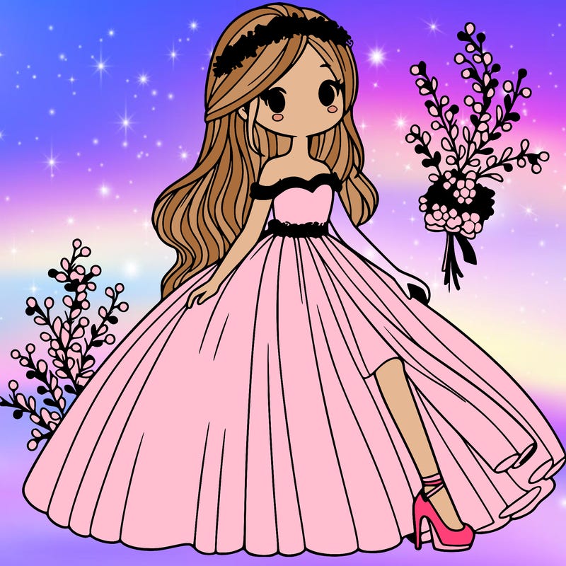 a fancy girl with a long dress