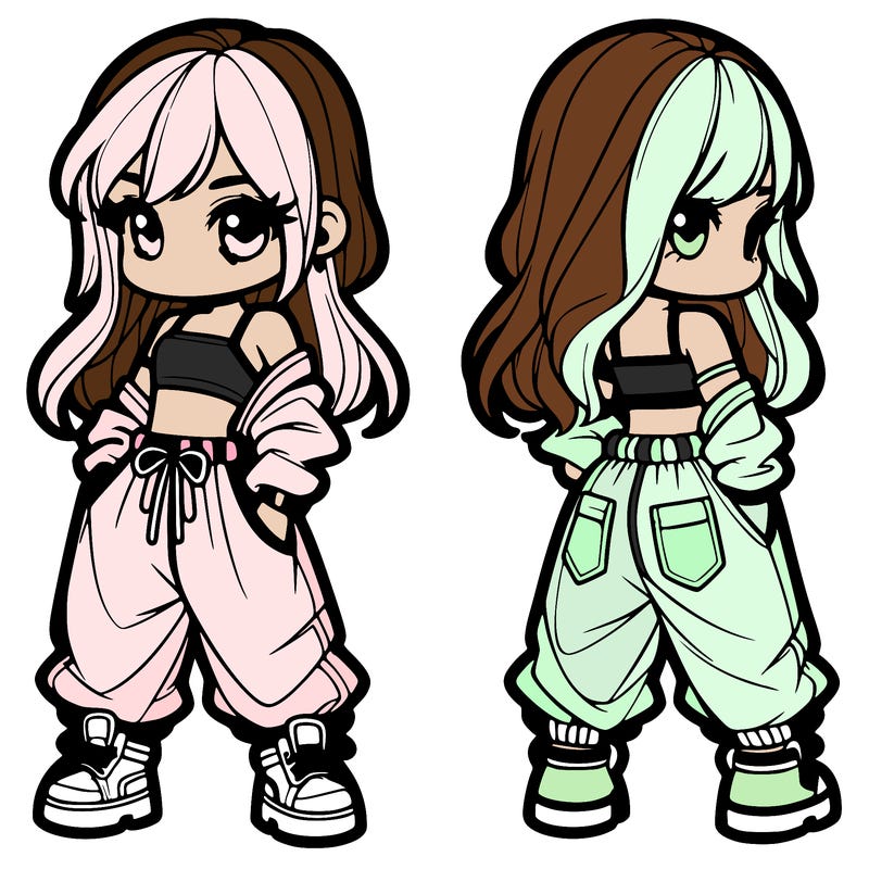 girl in crop top and baggy pants