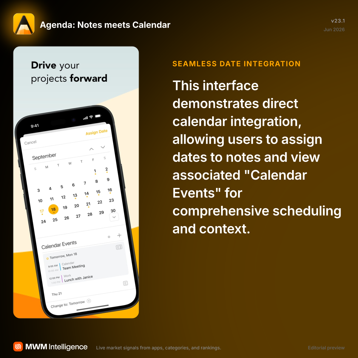 Agenda: Notes meets Calendar - Productivity App | MWM