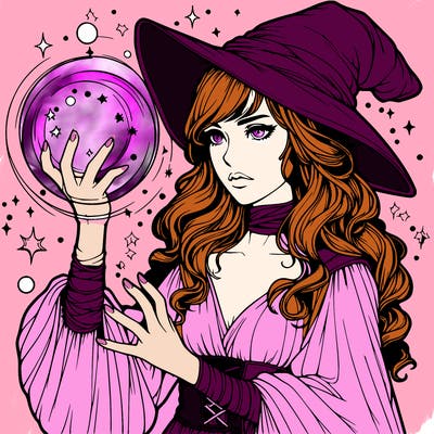 realistic women sorcerer using magic