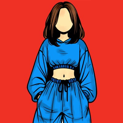 realistic girl faceless with baggy pants and a crop top