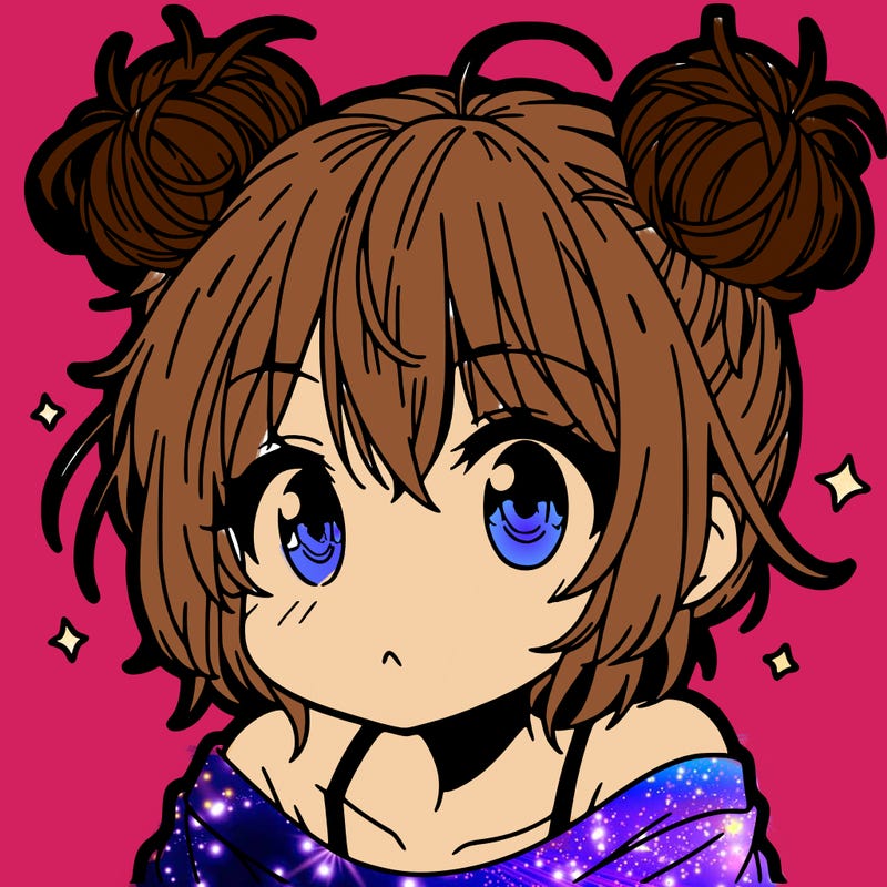 a manga girl with messy small buns