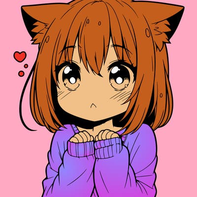 shy anime catgirl