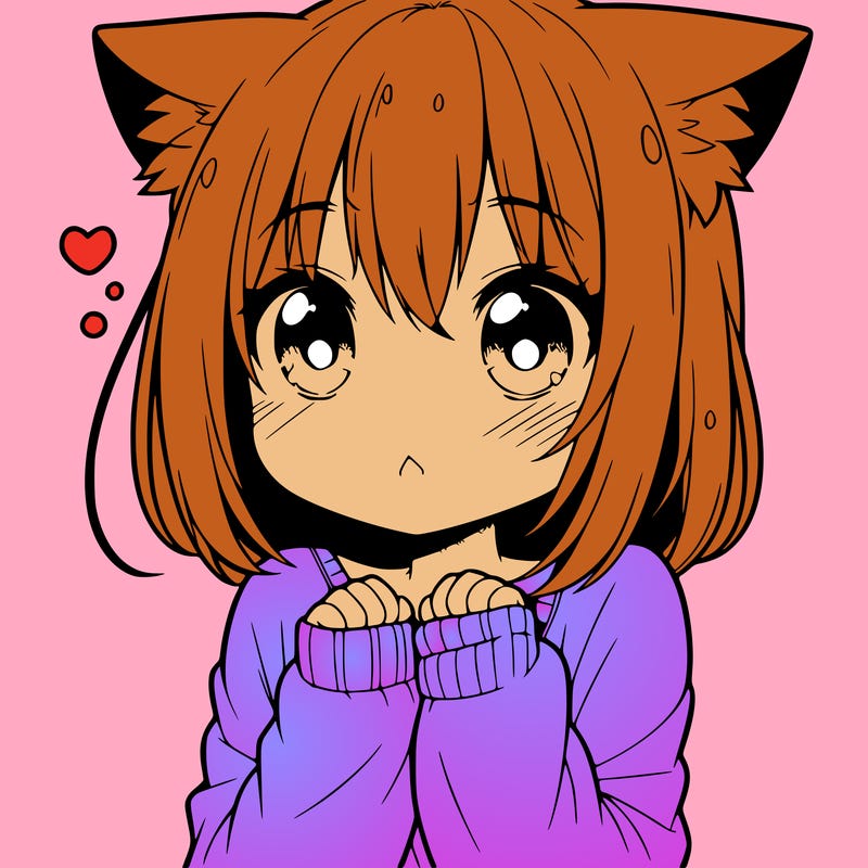 shy anime catgirl