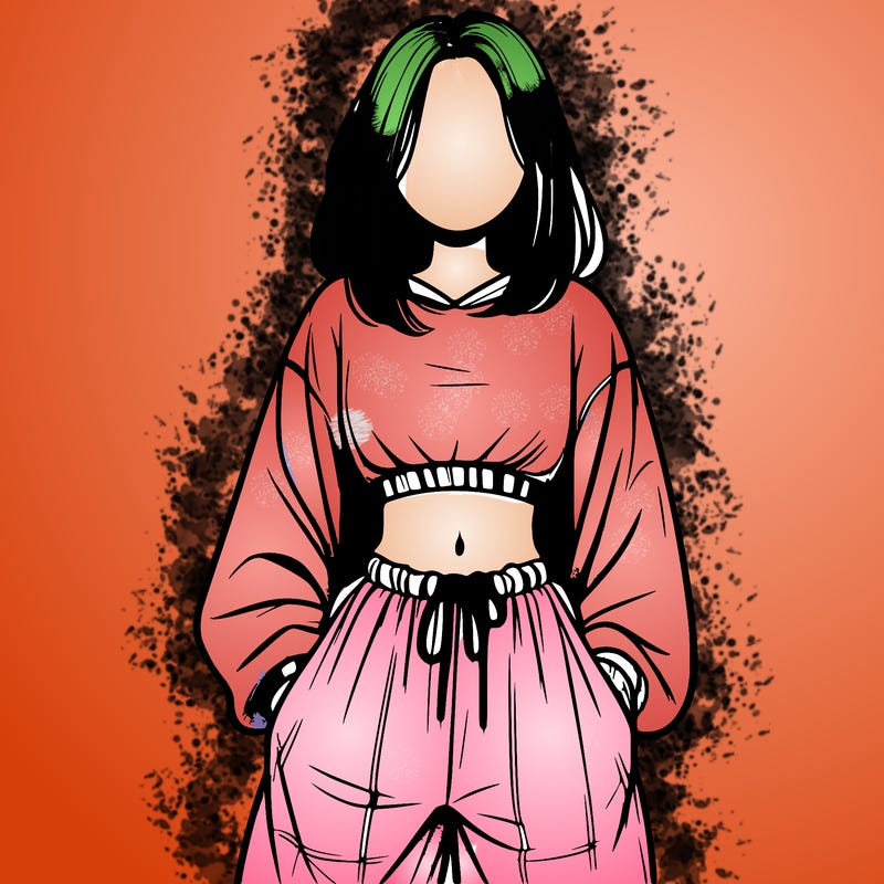 realistic girl faceless with baggy pants and a crop top
