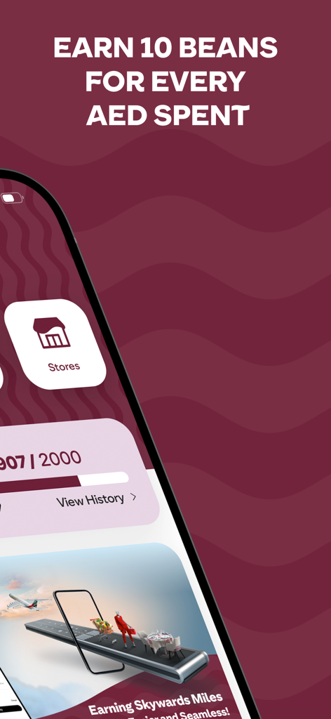 Costa Club UAE - Costa Club UAE mobile app screen showing loyalty points earned per AED spent and a bean progress bar
