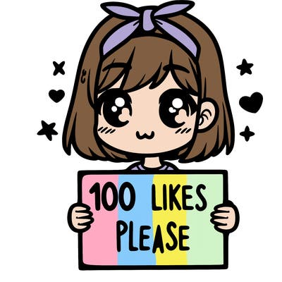girl holding sign saying 100 likes please