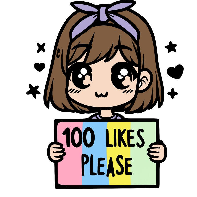 girl holding sign saying 100 likes please