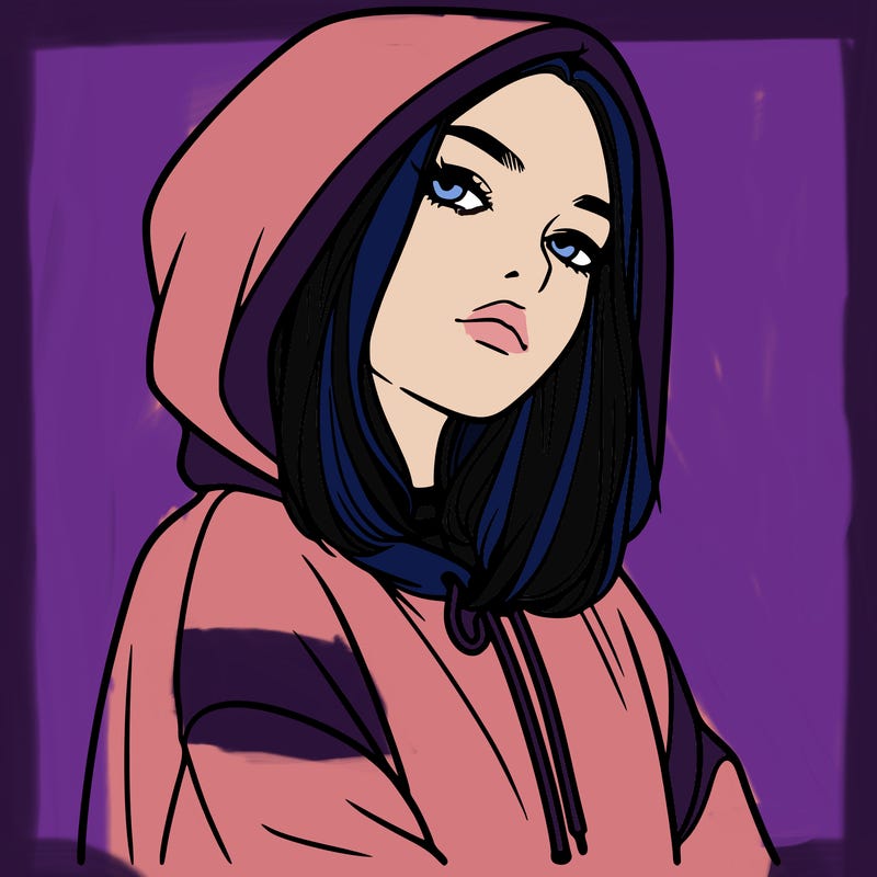a realistic girl in a hoodie
