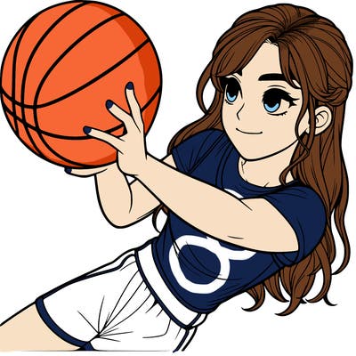 realistic girl playing basketball