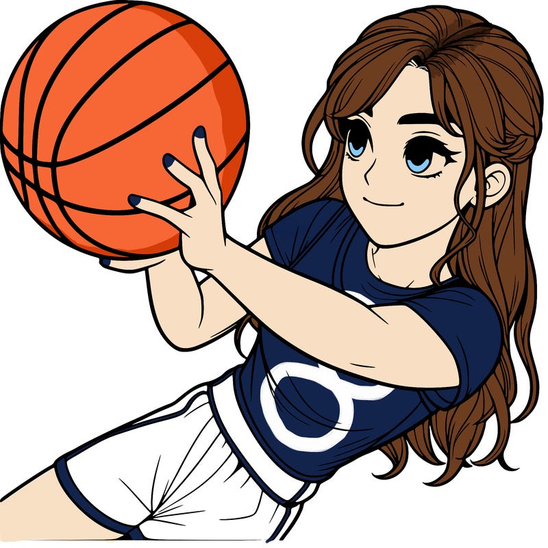 realistic girl playing basketball