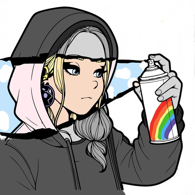 a realistic girl, spray painting