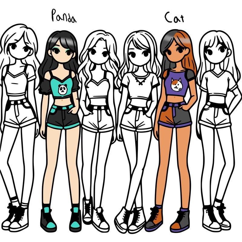 a group of girls wearing crop tops and shorts