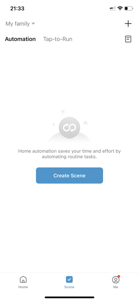 Godrej Digital Lock app interface showing the automation scene creation screen with a Create Scene button