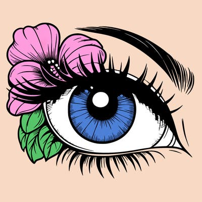 realistic eye with flower
