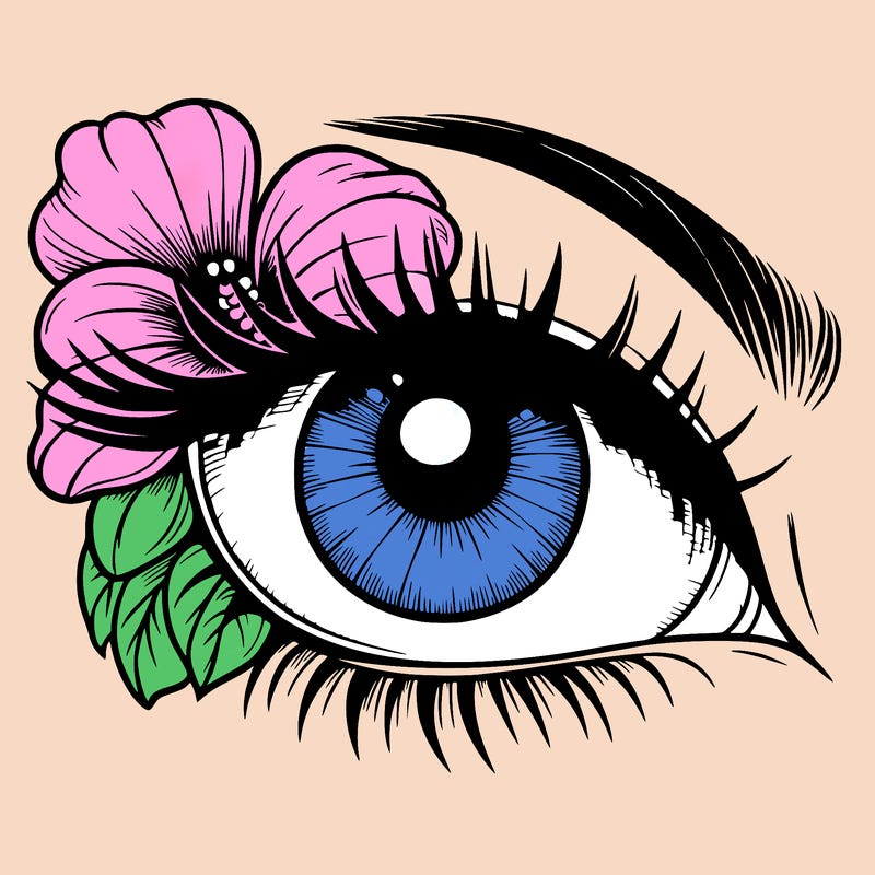 realistic eye with flower