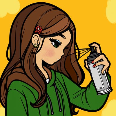 a realistic girl spray painting