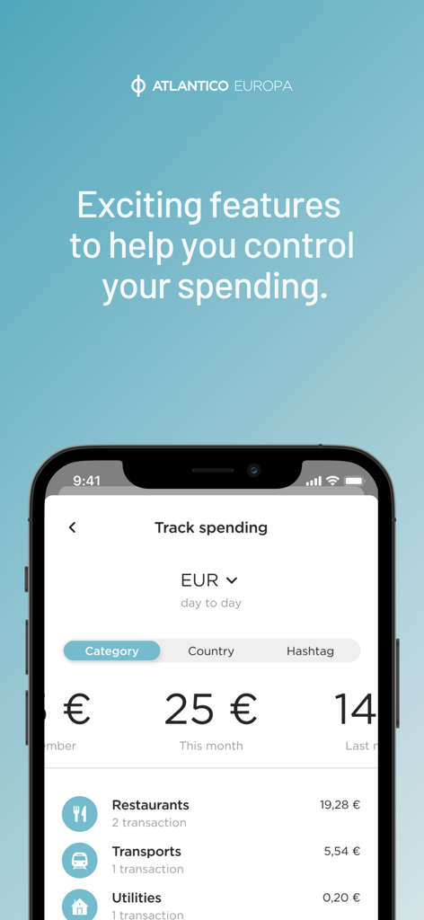 MY ATLANTICO - MY ATLANTICO mobile app interface for tracking and analyzing spending by category