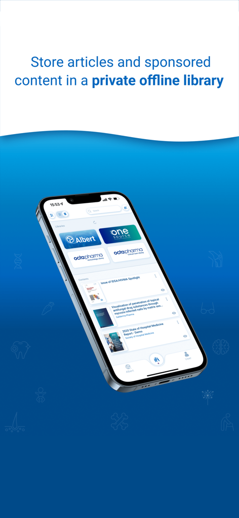 Docintel - Docintel app interface showing a private offline library for medical research and articles