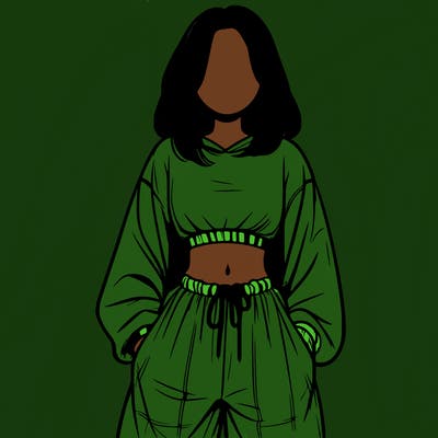 realistic girl faceless with baggy pants and a crop top