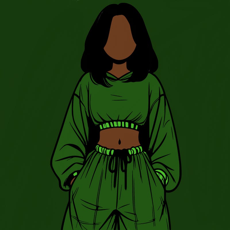 realistic girl faceless with baggy pants and a crop top