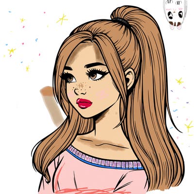 realistic girl with a high ponytail