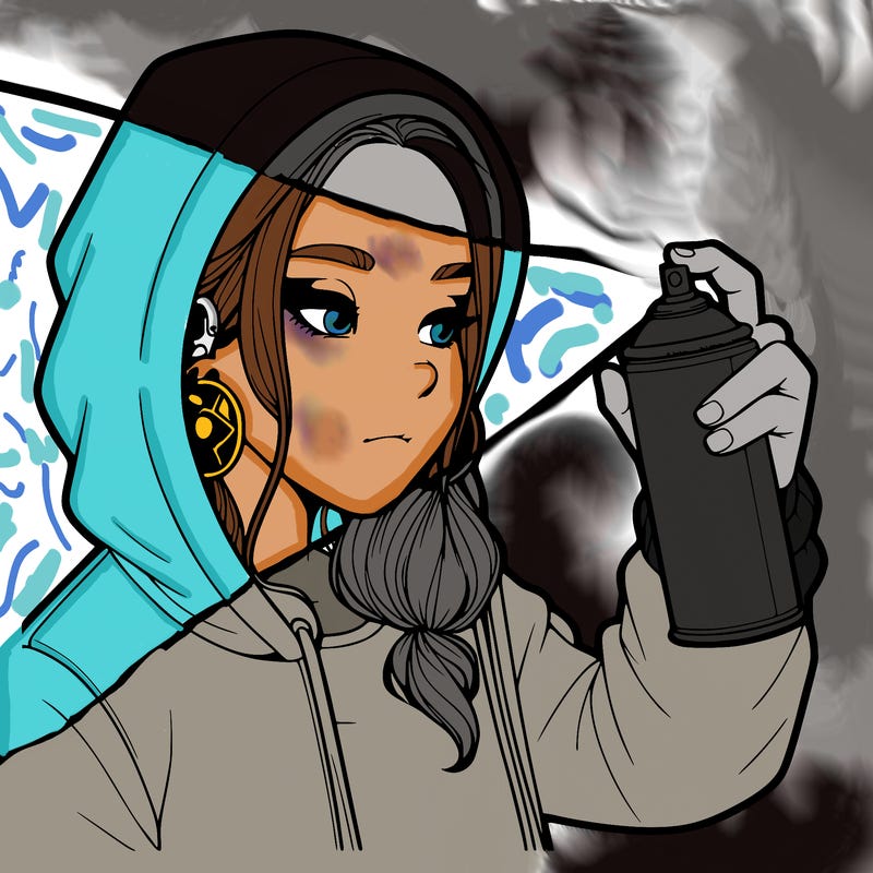 a realistic girl, spray painting