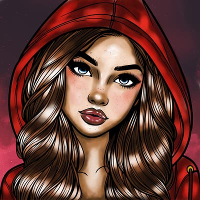 realistic beautiful girl with a hood on
