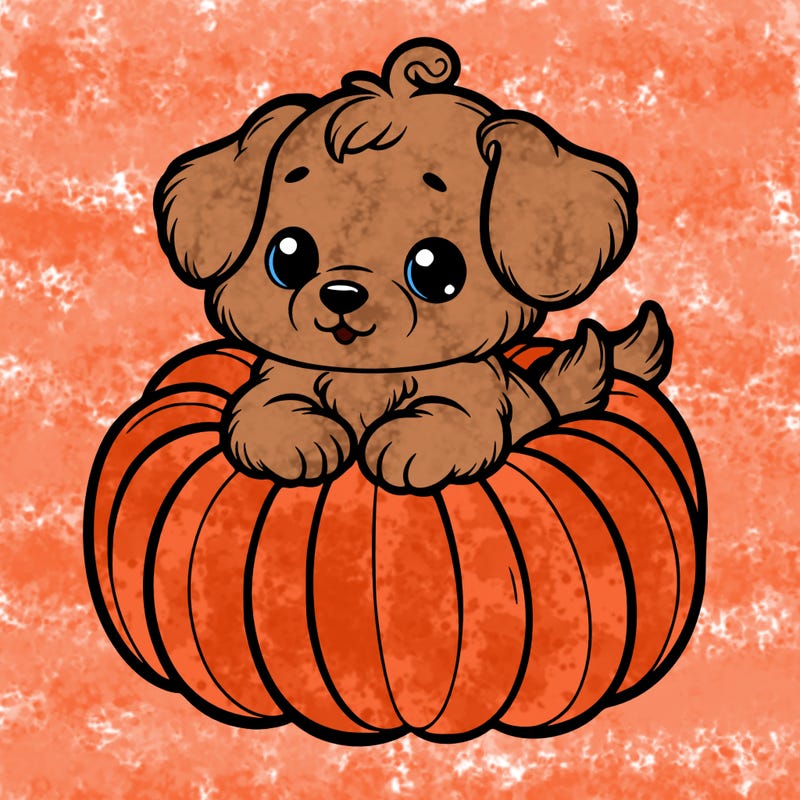 cute little puppy in a pumpkin