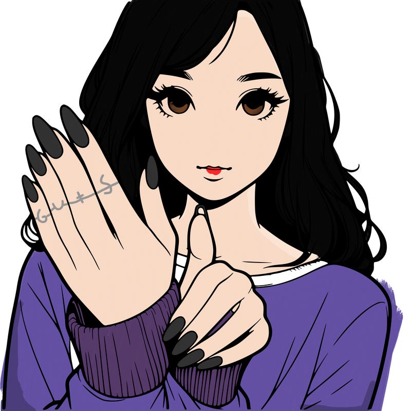 realistic girl showing her nails