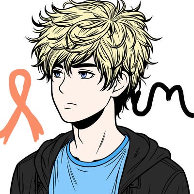 realistic teenage boy with messy hair