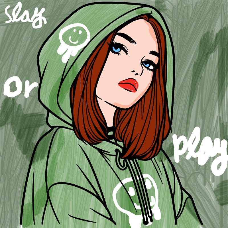 a realistic girl in a hoodie