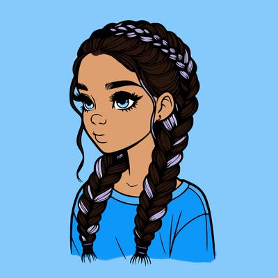 realistic girl with braids