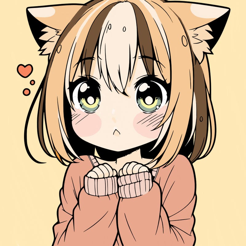 shy anime catgirl